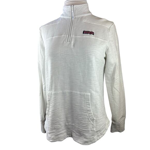 Vineyard Vines Garment Dyed Relaxed Slub Shep Shirt 1/4 Zip Pullover White M - Picture 3 of 16